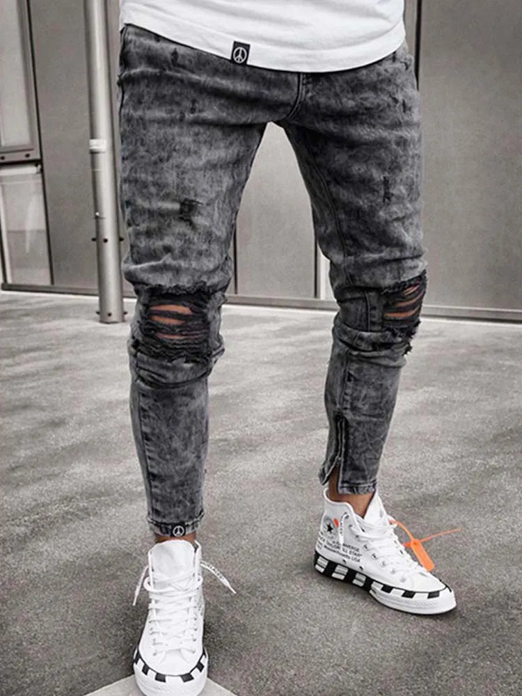 Mens Stretchy Skinny Ripped Jeans Men Slim Fit Denim High Quality Jean Fashion Sweatpants Hip hop Trousers Jogger Pencil Pants