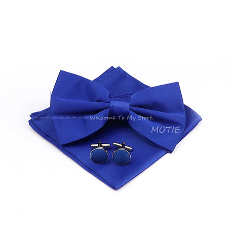 New Colorful Bowties Handkerchiefs Cufflinks Set Polyester Brooches For Men's Business Wedding Party Suit Dress Accessories Gift