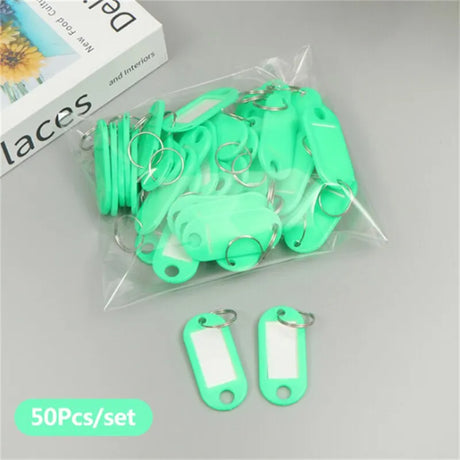 50pcs Colorful Plastic Tags Hotel Number Classification Card Key Tags Label Name Baggage Tag ID Name Tags With Split Ring