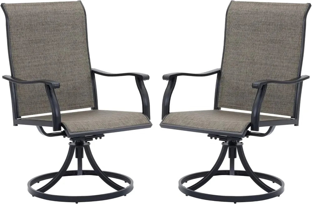 Swivel Patio Chairs Set of 2, High Back Textilene Patio Dining Chairs for Lawn Garden, Black Frame,outdoor chair