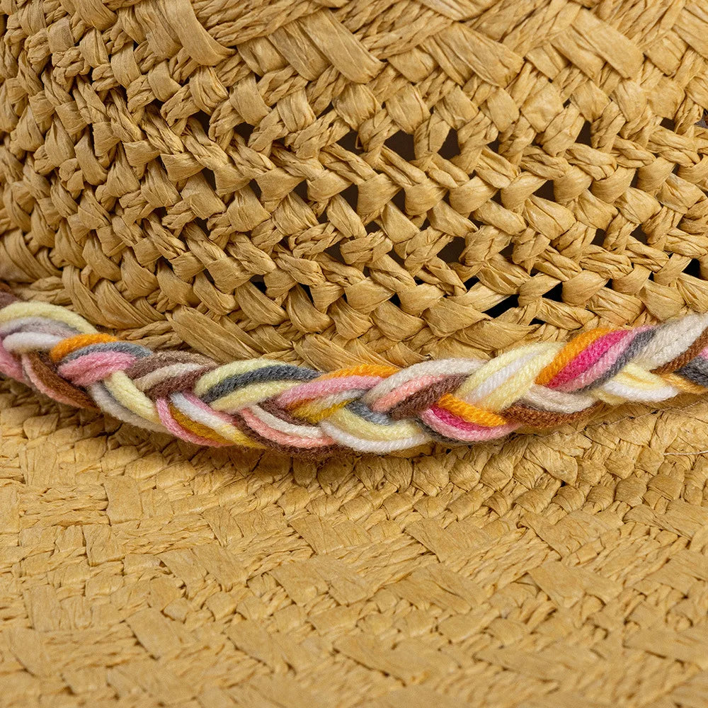 Spring Summer Luxury High Quality Sun Hats New Fashion Leisure Wool Rope Handwoven Fur Edge Round Top Big Eaf Straw Hat Beach