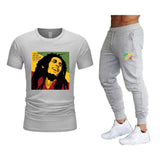 Ladies/Men's T-shirt Bob Marley Legend Reggae One Love Printed Sweatshirt Summer New Fashion Short Sleeve + Pants Suit Clothing