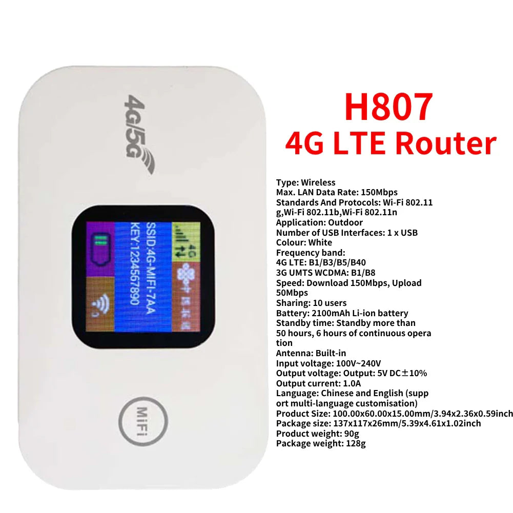 150Mbps 4G LTE WiFi Router Portable Pocket Wifi Router Mobile Hotspot Wireless Unlocked Modem With Sim Card Slot Repeate 2100mAh