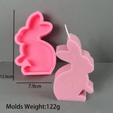 Cute Squatting Rabbit Silicone Mold 3D Animal Candle Scented Making Epoxy Mould DIY Handmade Easter Gift Baking Tools Home Decor