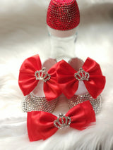 Dollbling Luxury Baby Bottles and Shoes Headband Set Keepsake Diamond Tutu Outfit Red Bottom Little Girl Baptism Shoes