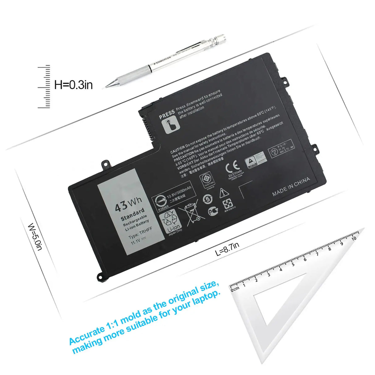 TRHFF P39F P49G 43WH Laptop Battery for Dell Inspiron 15-5547 5547 5548 5545 5542 N5547 N5447 Latitude 14 3450 15 E3450 E3550