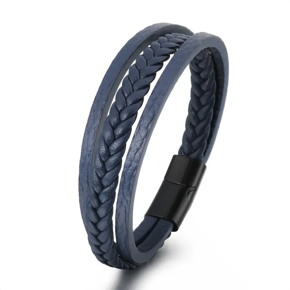 Trendy  Leather Bracelets For Men Multilayer Braided Rope Bracelets For Male Bracelets Jewelry Pulsera Hombre