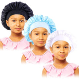 3PCS/LOT Children Elastic Sleepcap Kids Simple Solid Color Satin Bonnets Cute Nightcap Beauty And Hair Care Cap Shower Hat