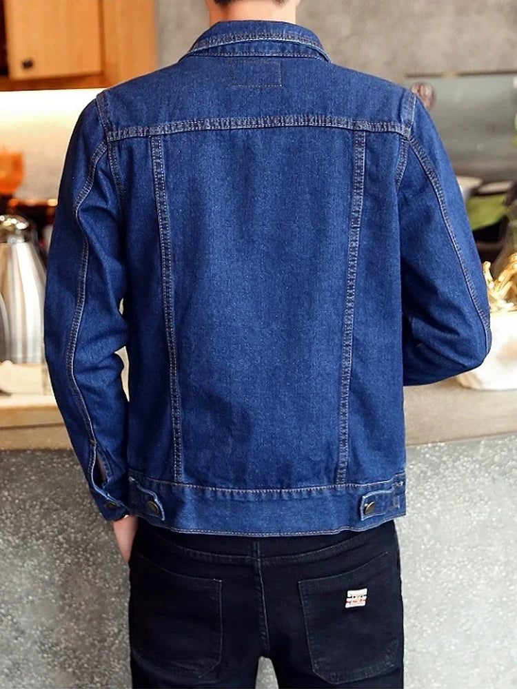 Autumn New High-end Brand Male Fashion Boutique Blue Slim Casual Denim Jacket Trendy Thin Mens Denim Coat Cowboy