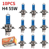 10pcs H4 60/55W 100W Car Halogen Bulb 12V Super Xenon White Headlight Lamp  P43t Light Lanpada Super Branca H4  Car Accessorie