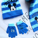 4-8Years New Autumn Winter Children Mickey Cartoon Scarf Hat Glove Three-piece Warm Boy Girl Child Christmas Hat