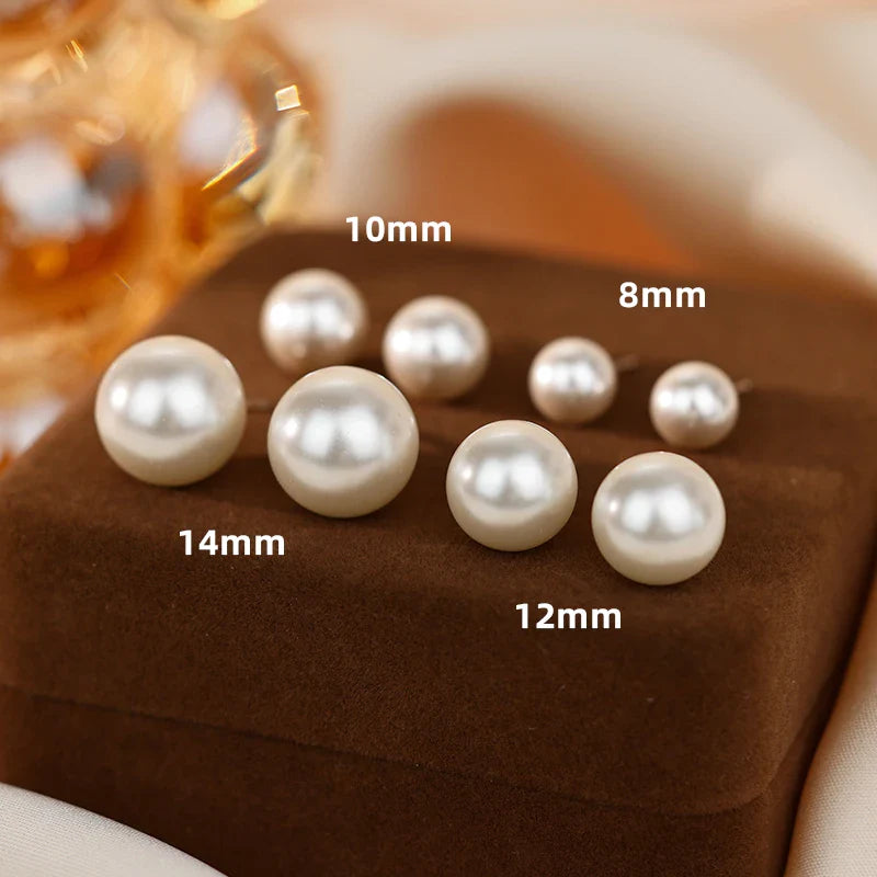 925 sterling silver pearl stud earrings Big pearl stud earrings Tremella nail Nanyang shell pearl has The big white pearl