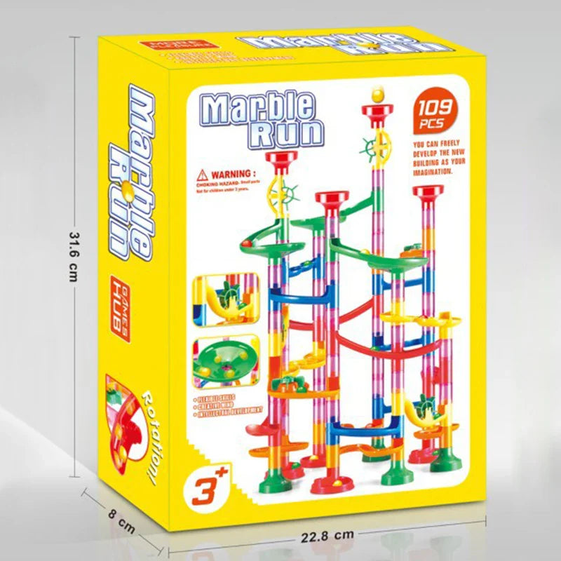 Marble Run Race Track Building Blocks Kids 3D Maze Ball Roll Toy Marble Run Race Coaster Set 80/Christmas Gift