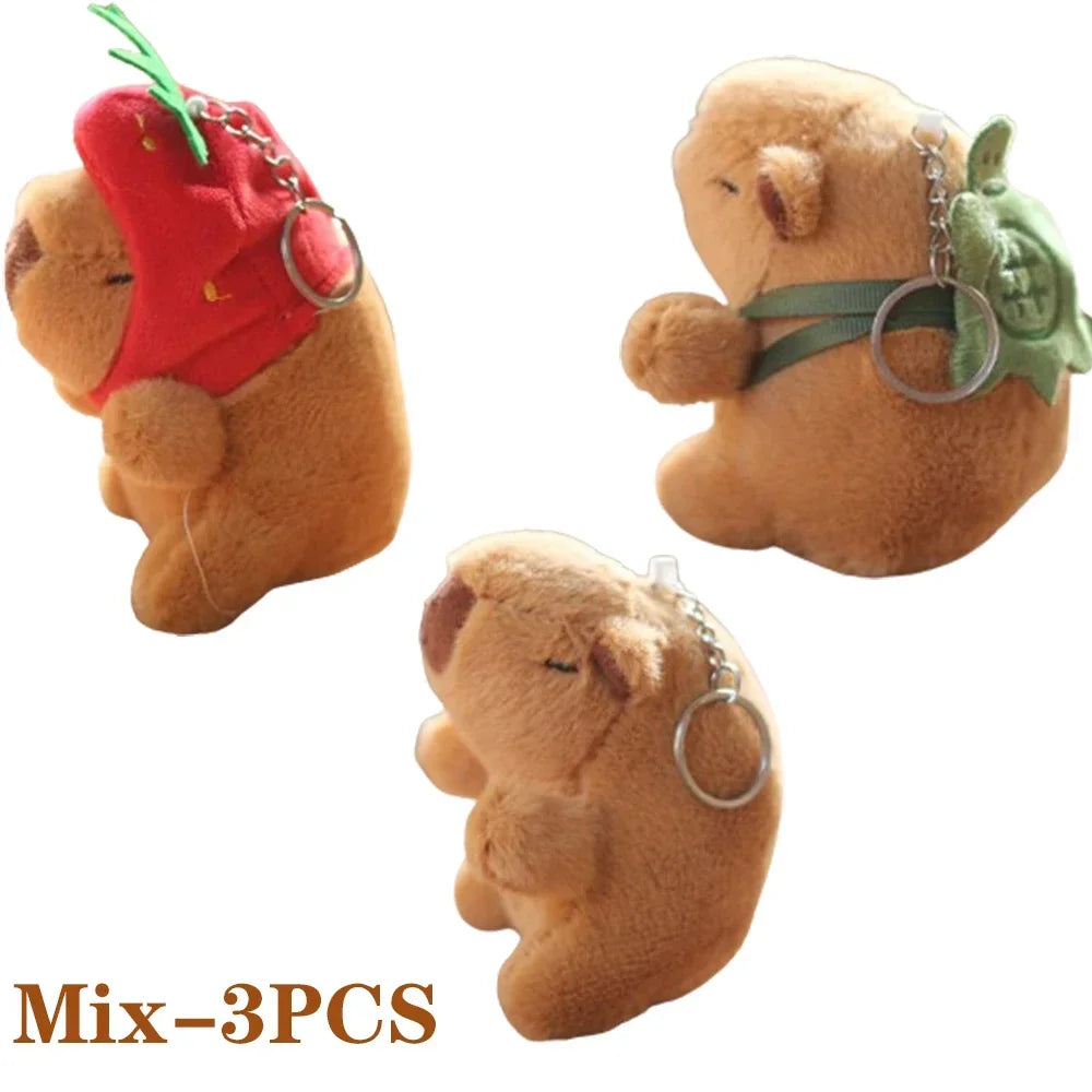 1-20PCS Cartoon Capybara Pendant Plush Toy Doll Bag Hanging Ornament Cute Kapila Keychain Doll Desktop Doll Ornament Car Pendant