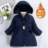 3 4 5 6 8 10 Years Winter Girls Coat Keep Warm Thicken Kids Jacket Hooded Zipper Fur Collar Princess Outerwear Children Clothing