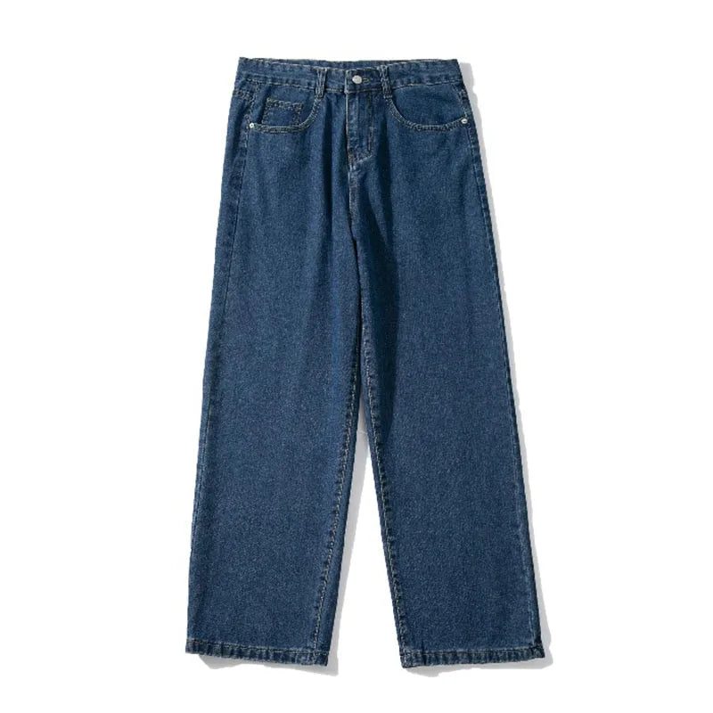 2023 New Brand Spring Men Korean Fashion Blue Pink White Jeans Streetwear Hip Hop Baggy Denim Trousers Straight Wide Leg Pants