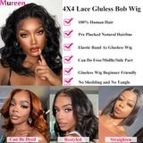 Body Wave Wear And Go Glueless Bob Wigs For Women Ready To Go Human Hair Wigs 4x4 Pre Cut Lace Closure Wig Human Hair