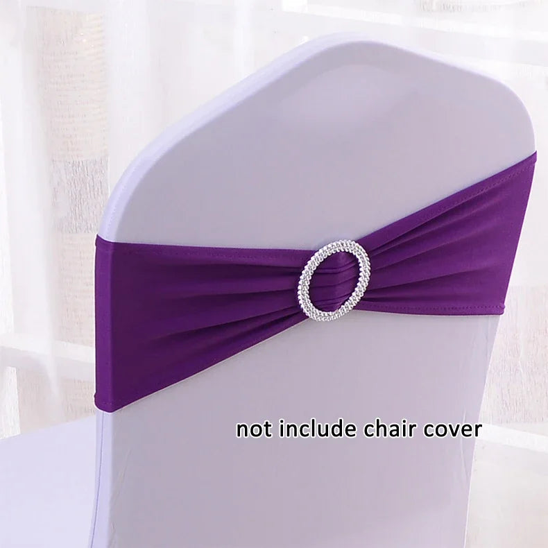 50pcs/lot Stretch Lycra Spandex Chair Covers Bands With Buckle Slider For Wedding Decorations Wholesale Chair Sashes Bow