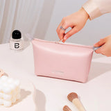 FUDEAM Fashion Leather Portable Women Travel Storage Bag Toiletries Organize Waterproof Cosmetic Bag Portable Female Make Up Bag