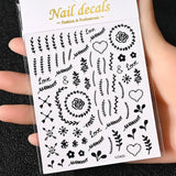 3D Gold Sun/Moon/Star Bronzing Nail Art Sticker 8*10cm Laser Star Moon Design Nail Decal Gold Silver Self-Adhesive Slider &*&