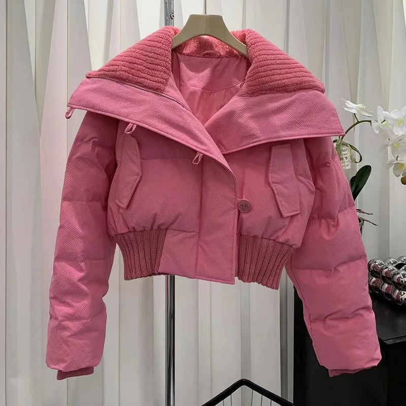 Women Autumn Winter Short Parkas Jackets 2023 Casual Stand collar Zipper Outwear Coats Female Winter Jackets parkas Coats