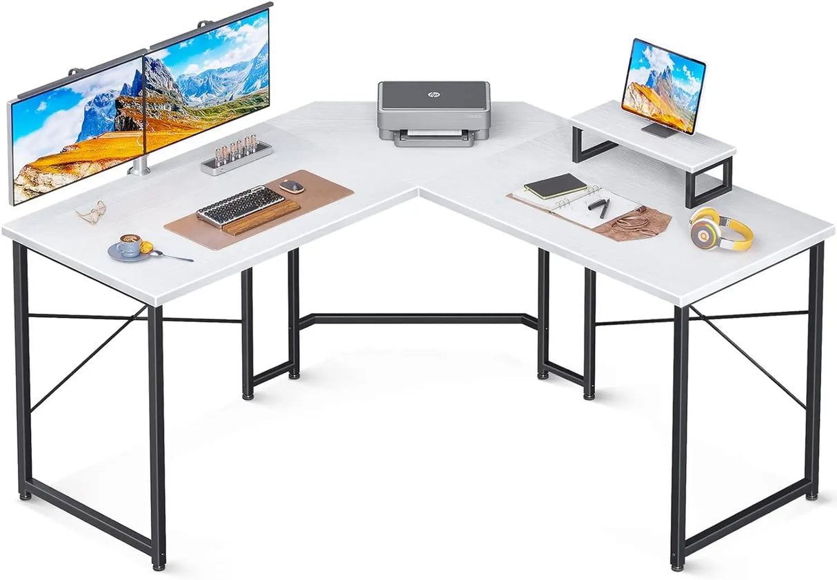 L Shaped Gaming Desk, 51 Inch Computer Desk with Monitor Stand, PC Gaming Desk, Corner Desk Table for Home Office