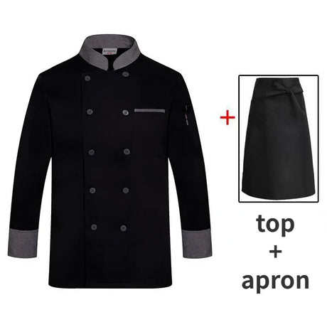 long Sleeve Chef Uniform Restaurant Professional Clothes Cooking Waiter Coat Outfit Kitchen Work Jackets Cook Wear Solid Color