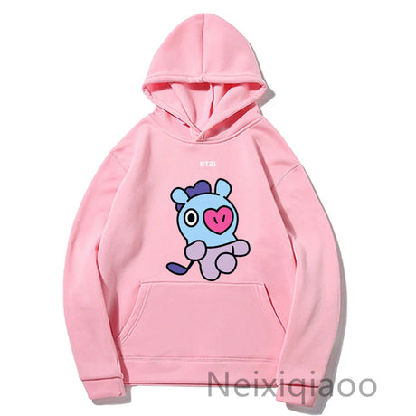 Plus Size Bt21 Cartoon Prints Hoody Women Men Casual Hoodies Sweatshirt Harajuku Girl Autumn Winter  Warm Boy And Girl Pullover