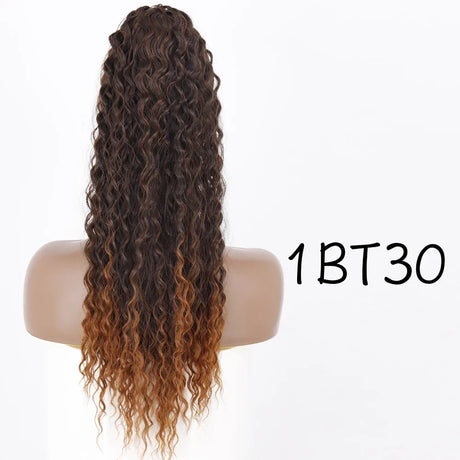 Synthetic Curly Ponytail Extensions Clip In Drawstring Ponytail Wig Long 26Inch Water Wave Afro Pony Tail Women Hairpiece False