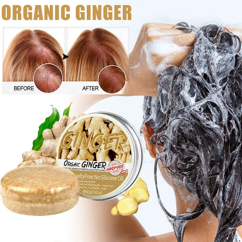 Ginger Hair Growth Soap Anti Hair Loss Fast Growing Shampoo Bar Nourishing Scalp Oil Control Anti-Itching Cleansing Hair Care