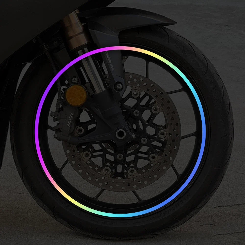 Motorcycle Sticker Laser Wheel Hub Rim Decal Car Tyre Reflective Strips Bicycle Universal For KAWASAKI SUZUKI YAMAHA Mitsubishi