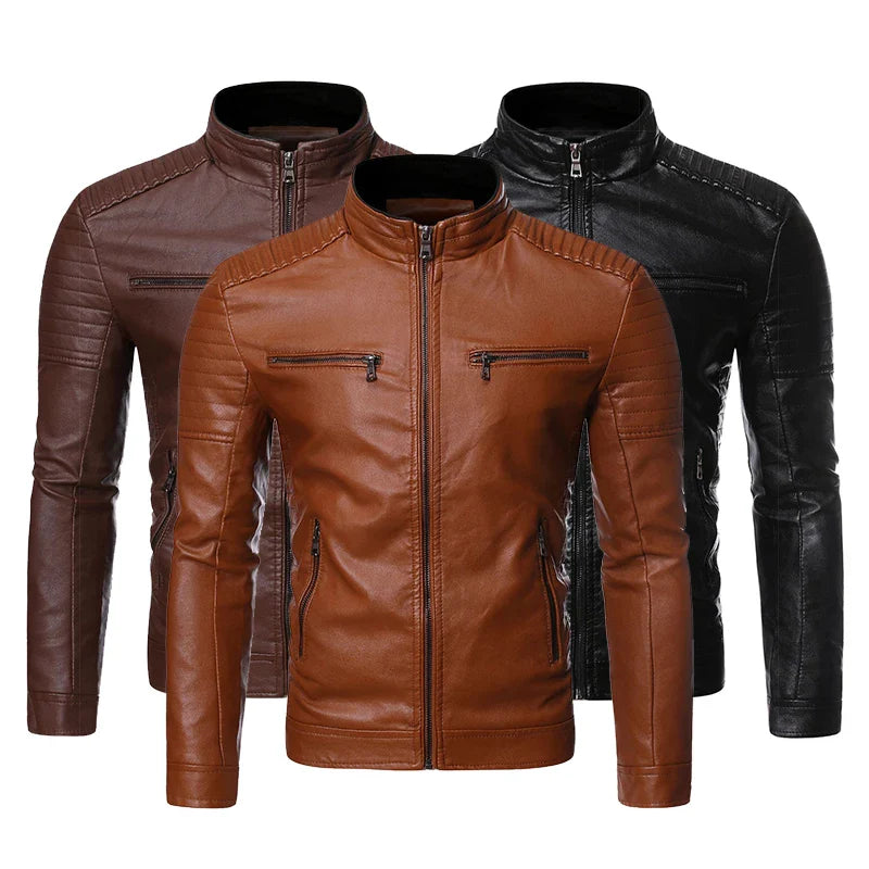 Spring Winter Casual Skin Jacket Coat Men Pu Leather Jacket Zipper Mens Stand Collar Biker Motorcycle Jackets Windbreaker 4XL