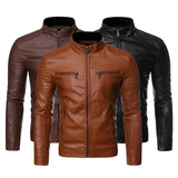 Spring Winter Casual Skin Jacket Coat Men Pu Leather Jacket Zipper Mens Stand Collar Biker Motorcycle Jackets Windbreaker 4XL