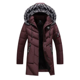 Mens Thickened Warm White Hooded Jacket Parkas Multi Pockets Padded Overcoat Male Autumn Winter Long Men Windproof Jacket Coats