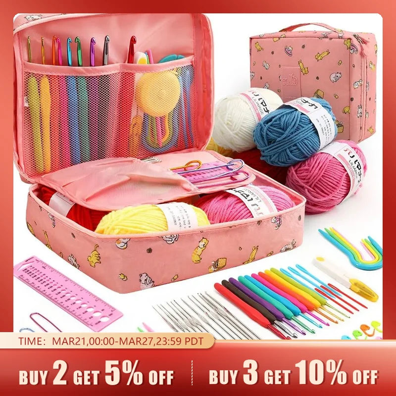 53 Novice Crochet Kits For Beginners and Multi-color Storage Kits For Portable Hand DIY Knitting Tools 1pc