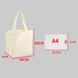 Large Capacity Canvas Shopping Bags DIY Folding Eco-Friendly Cotton Tote Bags Shoulder Bag Reusable Grocery Handbag Beige White