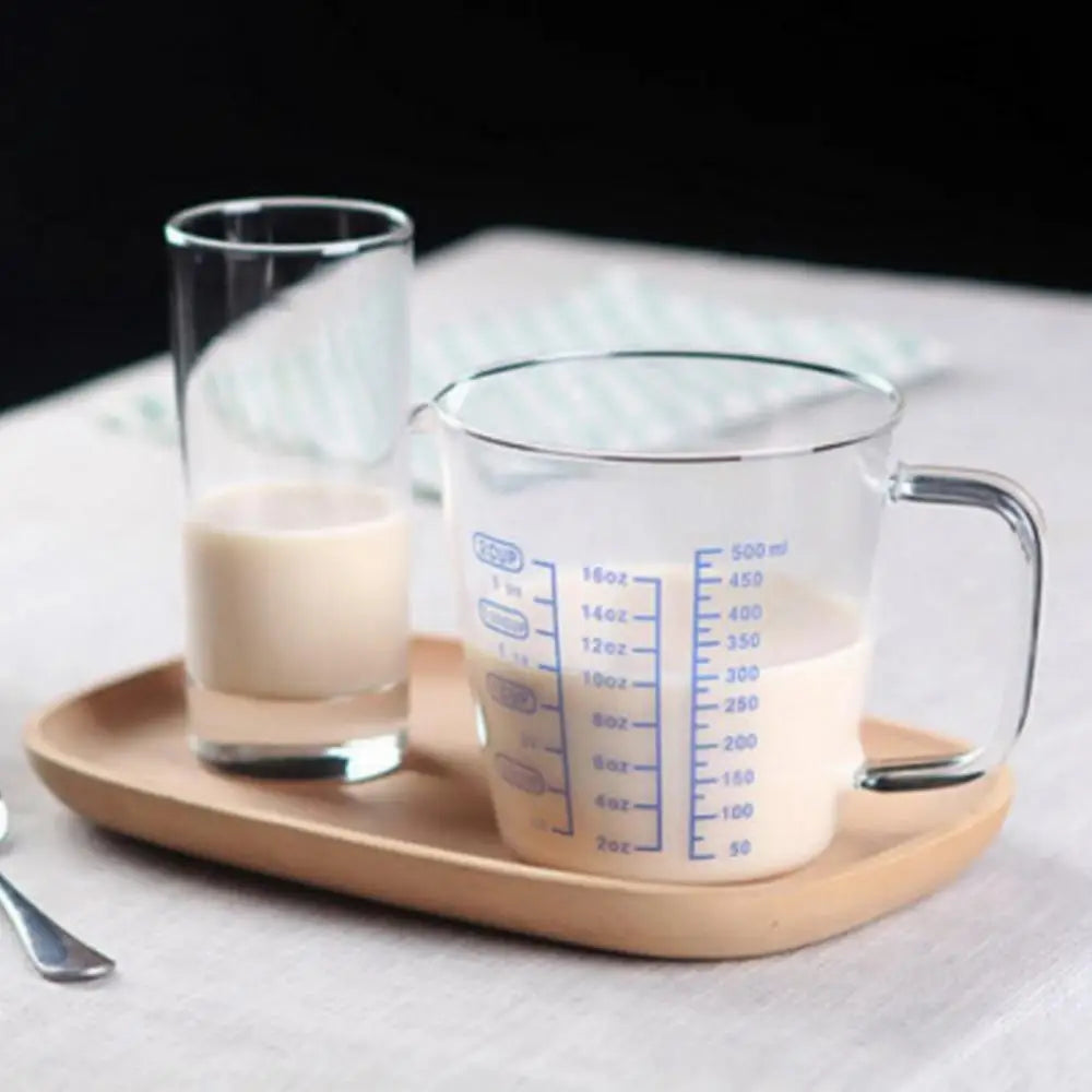 250ml/500ml Heat Resisting Glass Measuring Cup With Handle Milk Water Scale Microwave Tool Food Grade Bakeware Kitchen Accessory