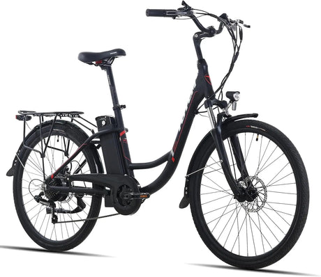 Totem Skyline Electric Bike for Adults 350W Motor 36V 10.4Ah Battery Electric Cruiser Bike Shimano 7-Speed City Commuter Ebike