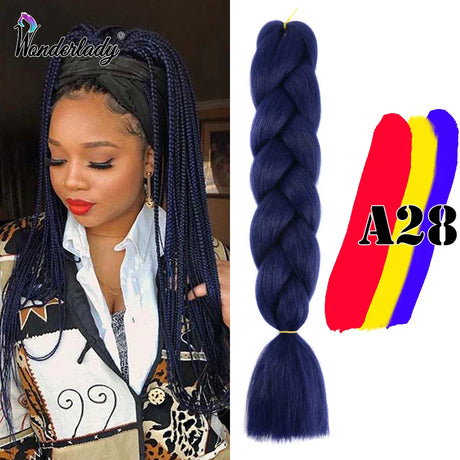 WonderLady 255 Color Long Colored Braiding Hair Jumbo Braids DIY Hairstyle Ombre Synthetic Hair Extensions For Women Braiding