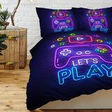 Gaming Bedding Sets for Teens Boys Video Games Comforter Cover Set Decorative 3 Piece Duvet Cover with 2 Pillow Shams