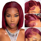 99J Straight Bob Wigs Lace Front Human Hair Wigs 13x4 Lace Frontal Human Hair Wig Burgundy Straight Short Human Hair Bob Wigs