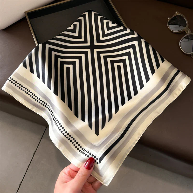 Silk Hair Scarf for Women Fashion Print Shawl Wraps Female Headband Neckerchief 70cm Hand Bag Wrist Foulard Neck Tie Echarpe