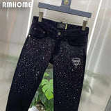 Men's Black Jeans Luxury Rhinestone Design New style Slim Male Pencil Pants All Seasons Popular Handsome Trousers Man Clothing