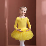 Girls Ballet Dance Tutu Dress Kids Short /Long Sleeves Tulle Bowknot Skate Gymnastics Christmas Birthday Party Leotard Dancewear