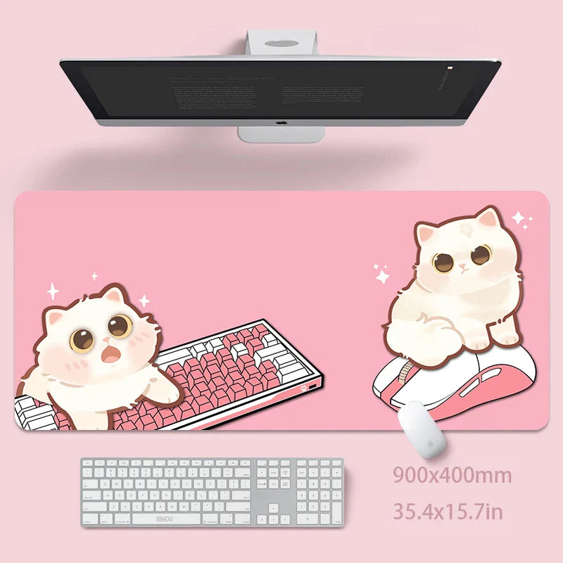 Cute Cat Large Mouse Pad 100x50cm Big Computer Pink Mousepads Gaming Mousepad Big Keyboard Mat Gamer Mouse Pads Desk Mats