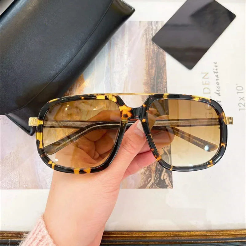 Square Double Bridge Sunglasses 7101 Men and Women Fashion Handmade Acetate Uv400 Eyeglasses with Designer Brand Glasses