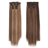 Synthetic Clip in Hair Extensions 6 Pcs/Set 16 Clips Long Straight Hairpieces Clip On Hair Extension for Women Blonde