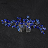 Blue Crystal Hair Comb Bride Tiaras For Women Shiny Alloy Hairpin Clip Fashion Wedding Hair Accessoreis 2023 New Tiaras Gifts