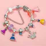 Cute Enamel Disney Princess Dress Charms Bracelet Women Colorful Glass Beads for Jewelry Making Girl Cartoon Skirt Pendants Gift