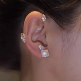 Fashion Sparkling Long Tassel Crystal Stars Ear Clip Earrings Without Piercing For Women Exquisite Light Luxury Wedding Jewelry